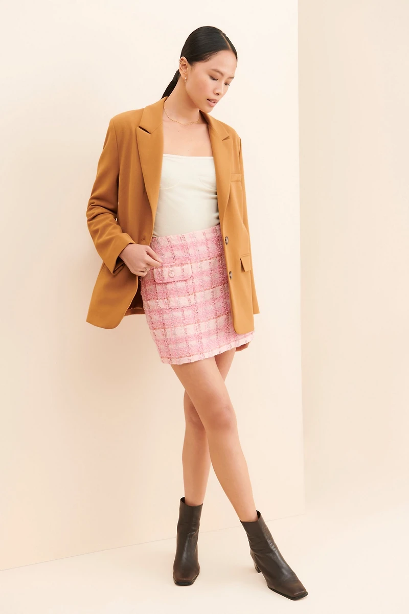 Endless Rose Plaid Tweed Skirt