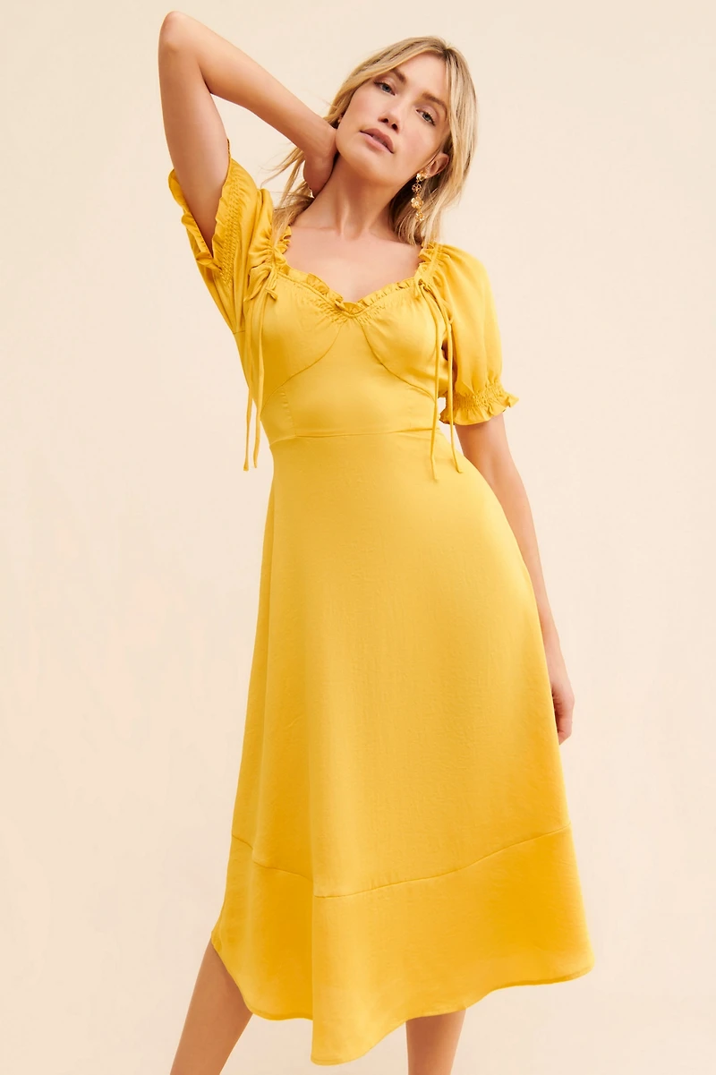 Current Air Ruffled Tie-Front Midi Dress