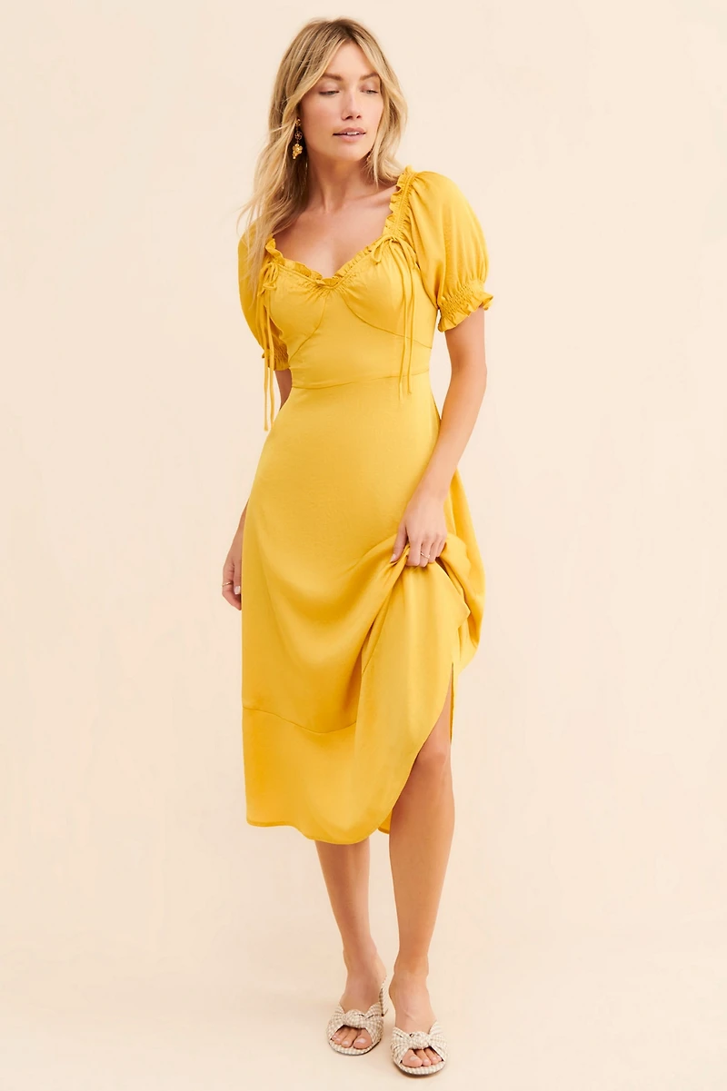 Current Air Ruffled Tie-Front Midi Dress