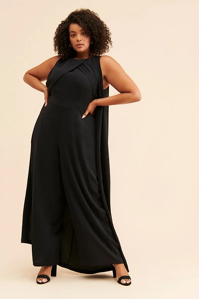 Eloquii Cape Wide Leg Jumpsuit