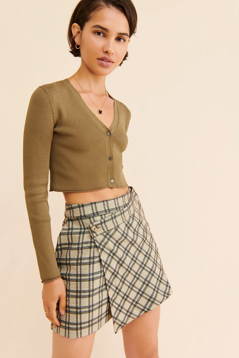 Line + Dot Lisa Plaid Asymmetrical Skirt
