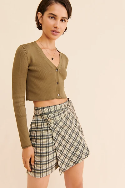 Line + Dot Lisa Plaid Asymmetrical Skirt