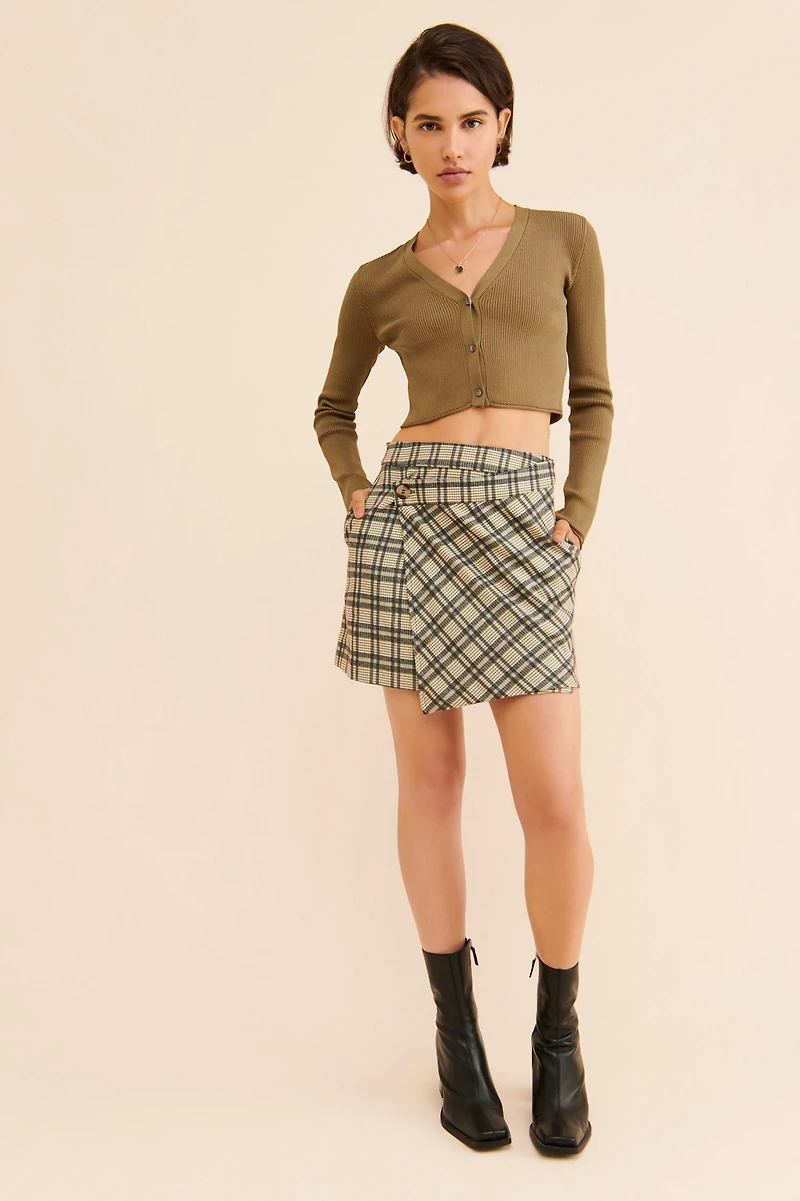 Line + Dot Lisa Plaid Asymmetrical Skirt