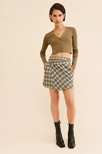 Line + Dot Lisa Plaid Asymmetrical Skirt