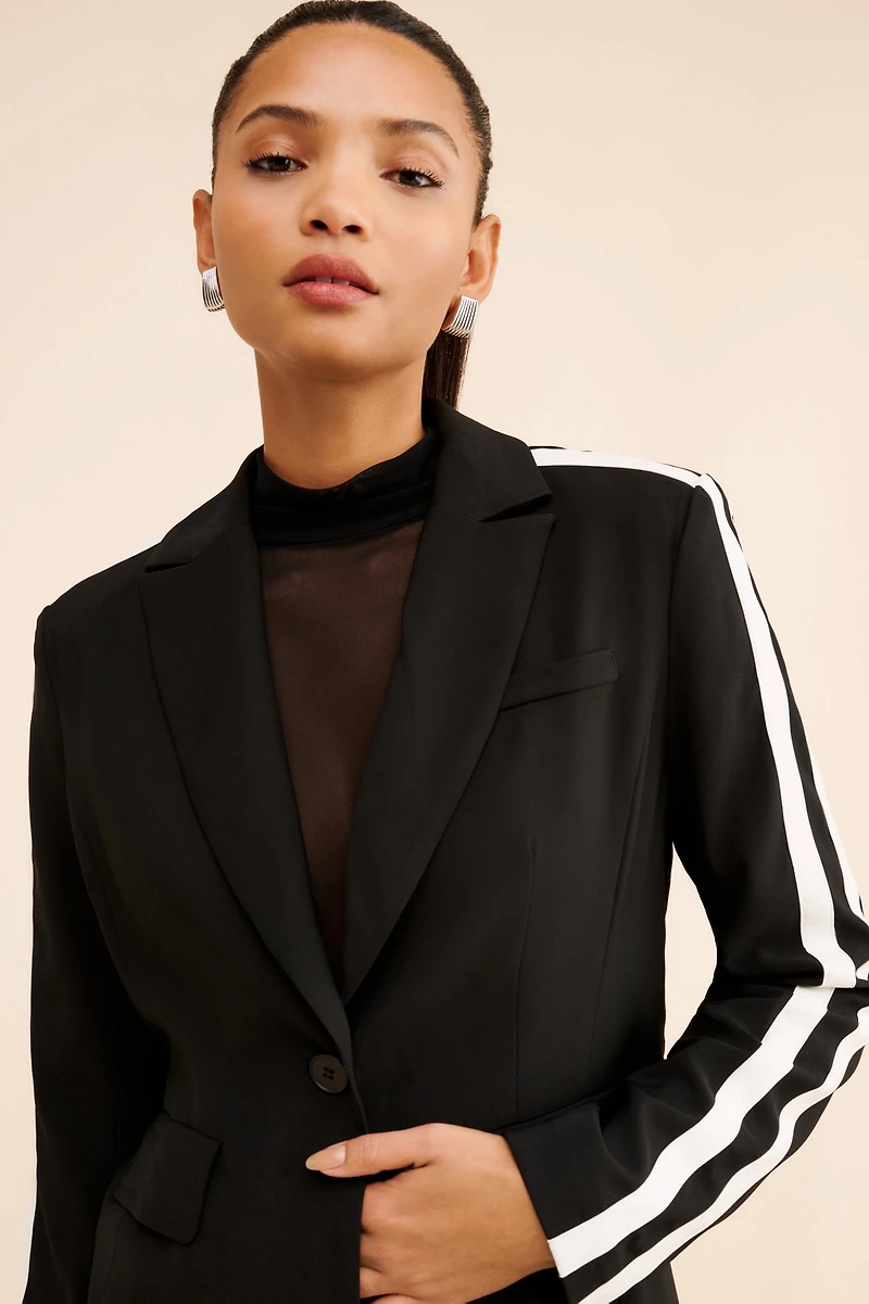 Flat White Racer Stripe Blazer