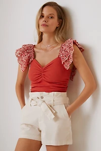 Ruffled Eyelet Tank