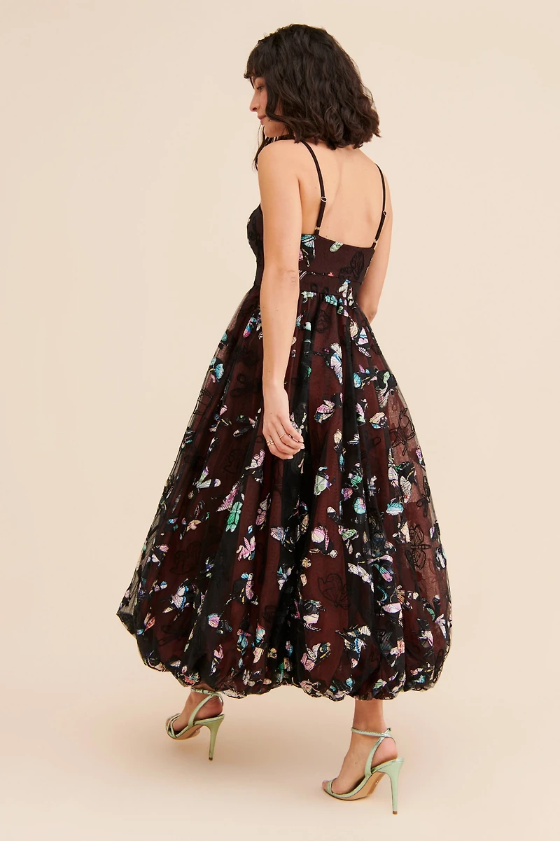Geisha Designs Butterfly Appliqué Bubble Dress