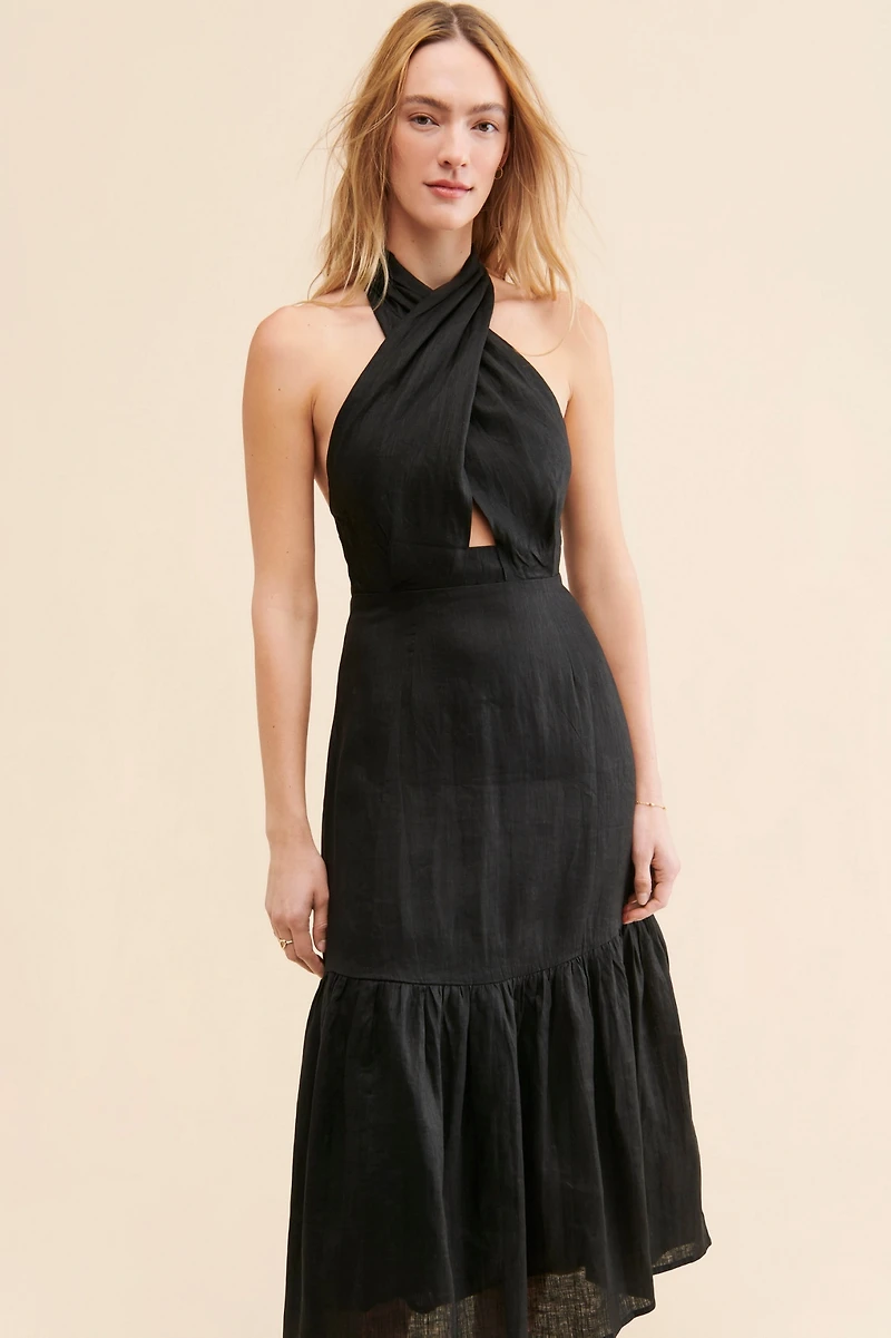 Little Lies Amelie Halter Linen Dress