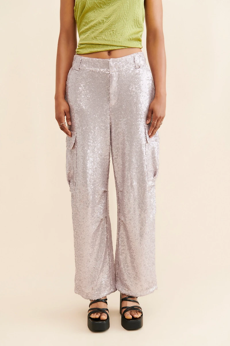 Sequin Cargo Pants