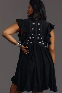 V-Neck Sequin Deco Swing Dress