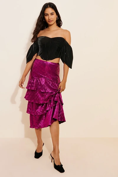 Saylor Amaya Metallic Midi Skirt