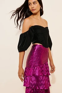 Saylor Amaya Metallic Midi Skirt