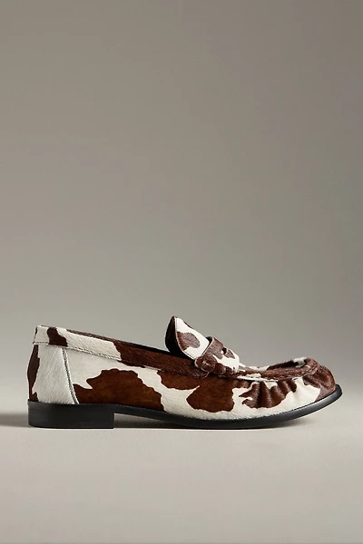 Schutz Tyche Cow-Print Loafers