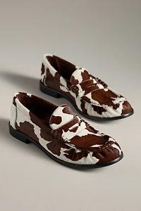Schutz Tyche Cow-Print Loafers