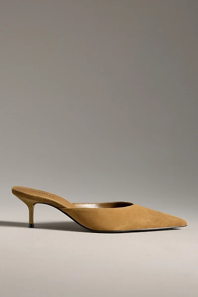 Schutz Julie Suede Pointed-Toe Kitten-Heel Mules