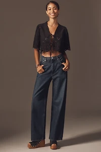 By Anthropologie Crop Tie-Front Top