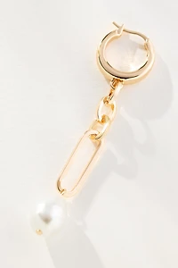 Pearl Link Drop Huggie Earrings