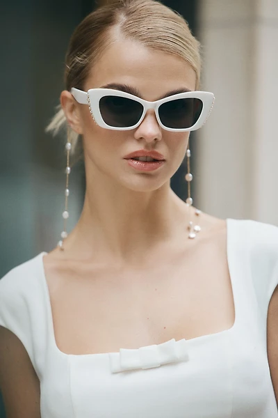 Fifth & Ninth Belle Pearl Trim Cat-Eye Sunglasses