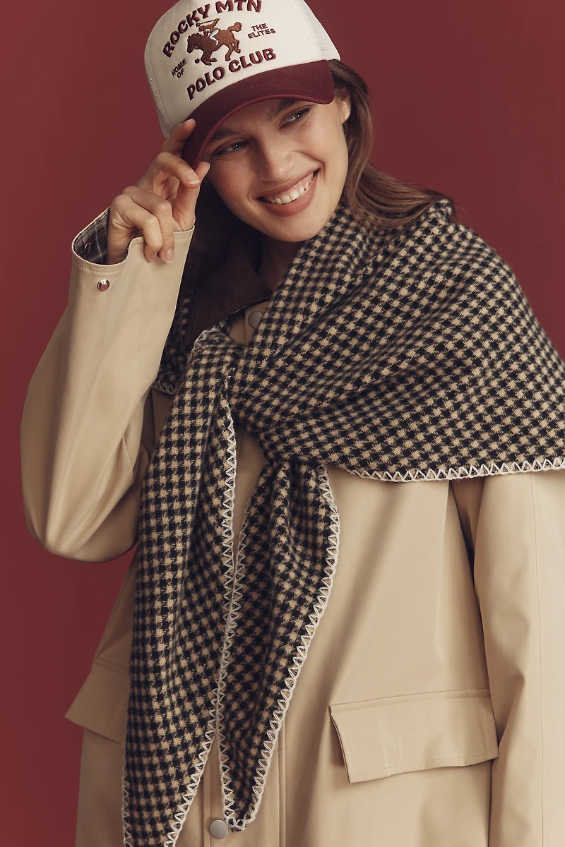 By Anthropologie Large Gingham Triangle Scarf