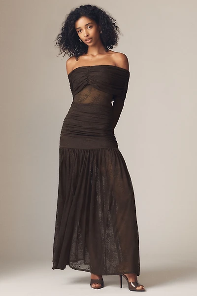 AFRM Emmeline Off-the-Shoulder Long-Sleeve Lace Maxi Dress