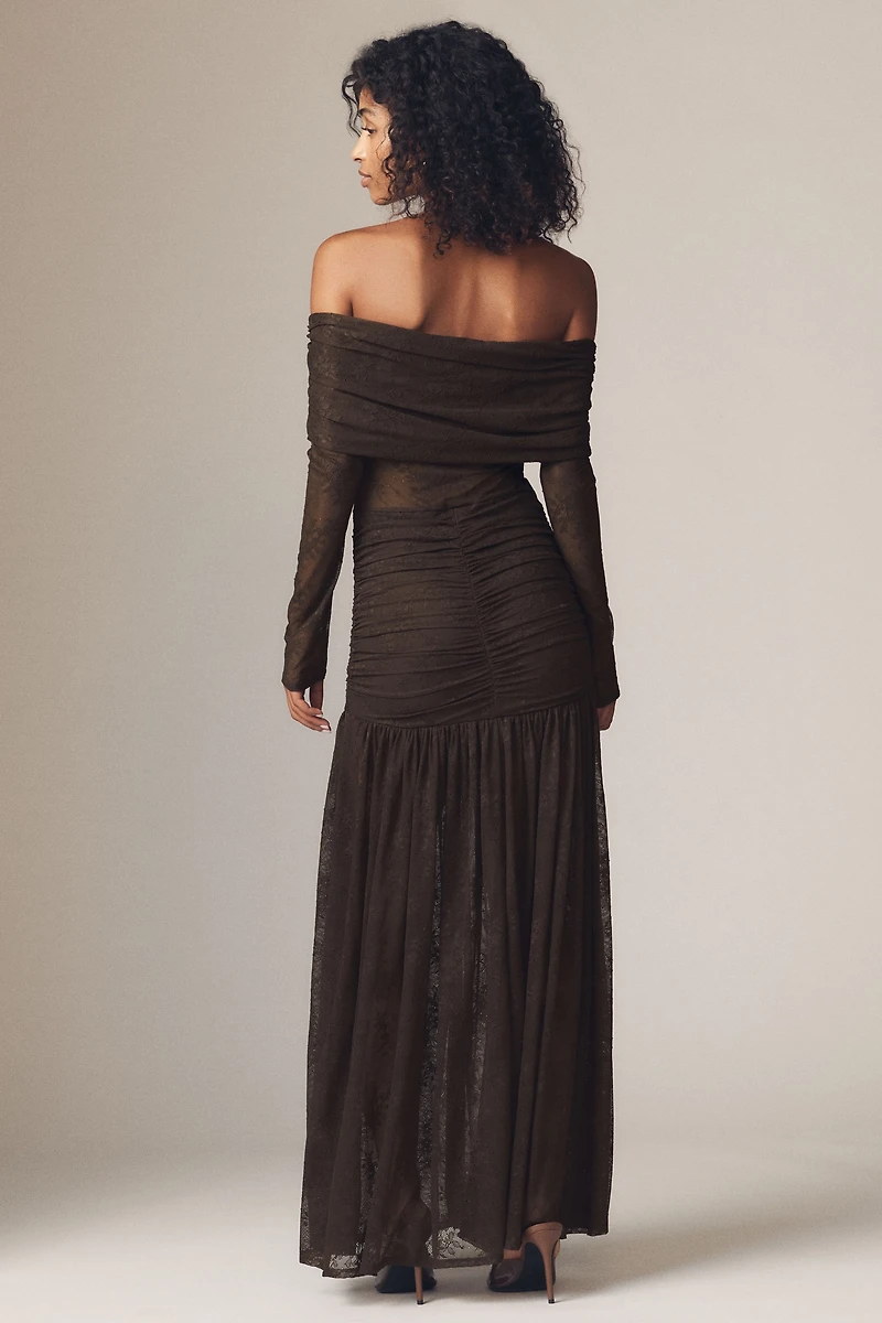 AFRM Emmeline Off-the-Shoulder Long-Sleeve Lace Maxi Dress