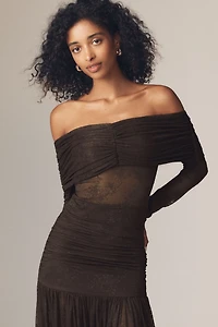 AFRM Emmeline Off-the-Shoulder Long-Sleeve Lace Maxi Dress