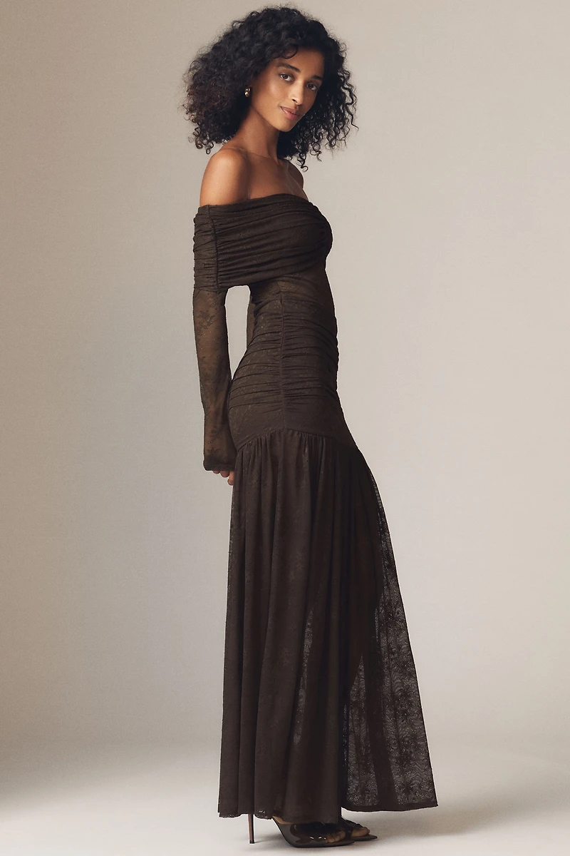 AFRM Emmeline Off-the-Shoulder Long-Sleeve Lace Maxi Dress