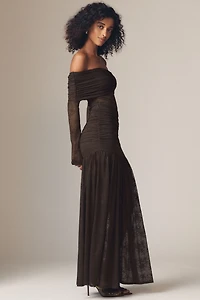 AFRM Emmeline Off-the-Shoulder Long-Sleeve Lace Maxi Dress