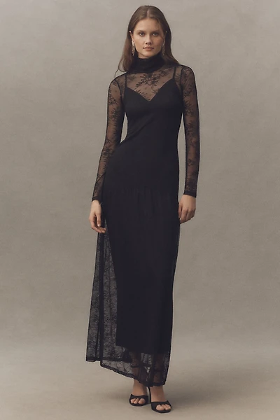 AFRM Amala Lace High-Neck Long-Sleeve Maxi Dress