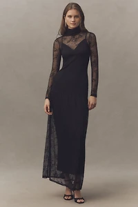 AFRM Amala Lace High-Neck Long-Sleeve Maxi Dress