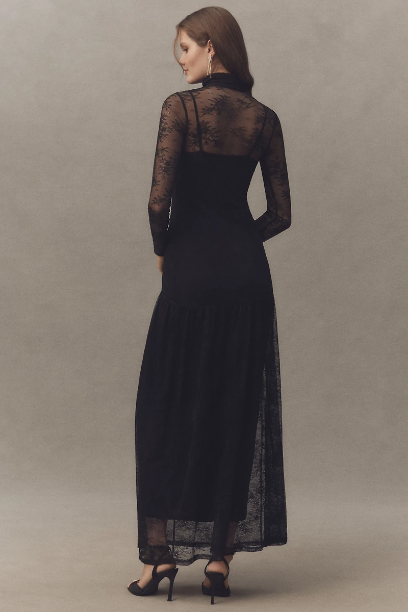 AFRM Amala Lace High-Neck Long-Sleeve Maxi Dress