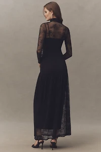AFRM Amala Lace High-Neck Long-Sleeve Maxi Dress
