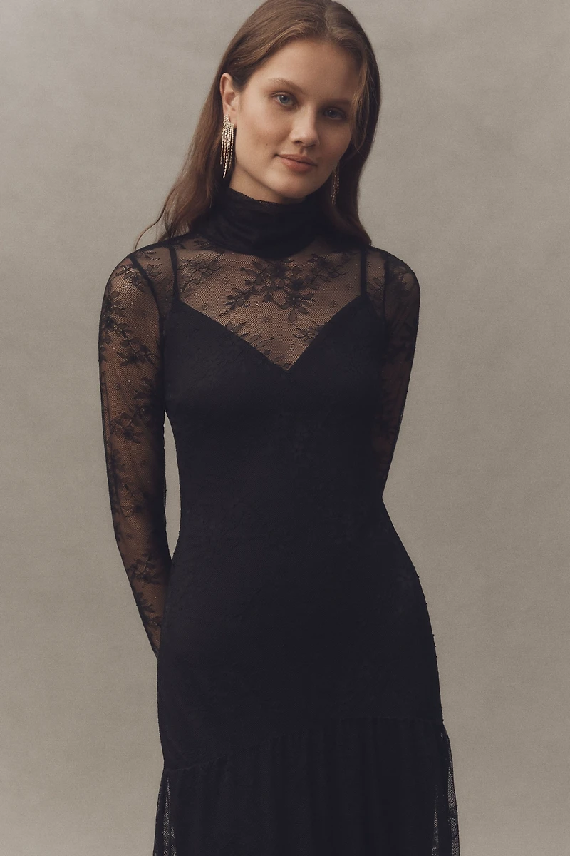 AFRM Amala Lace High-Neck Long-Sleeve Maxi Dress