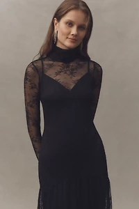 AFRM Amala Lace High-Neck Long-Sleeve Maxi Dress