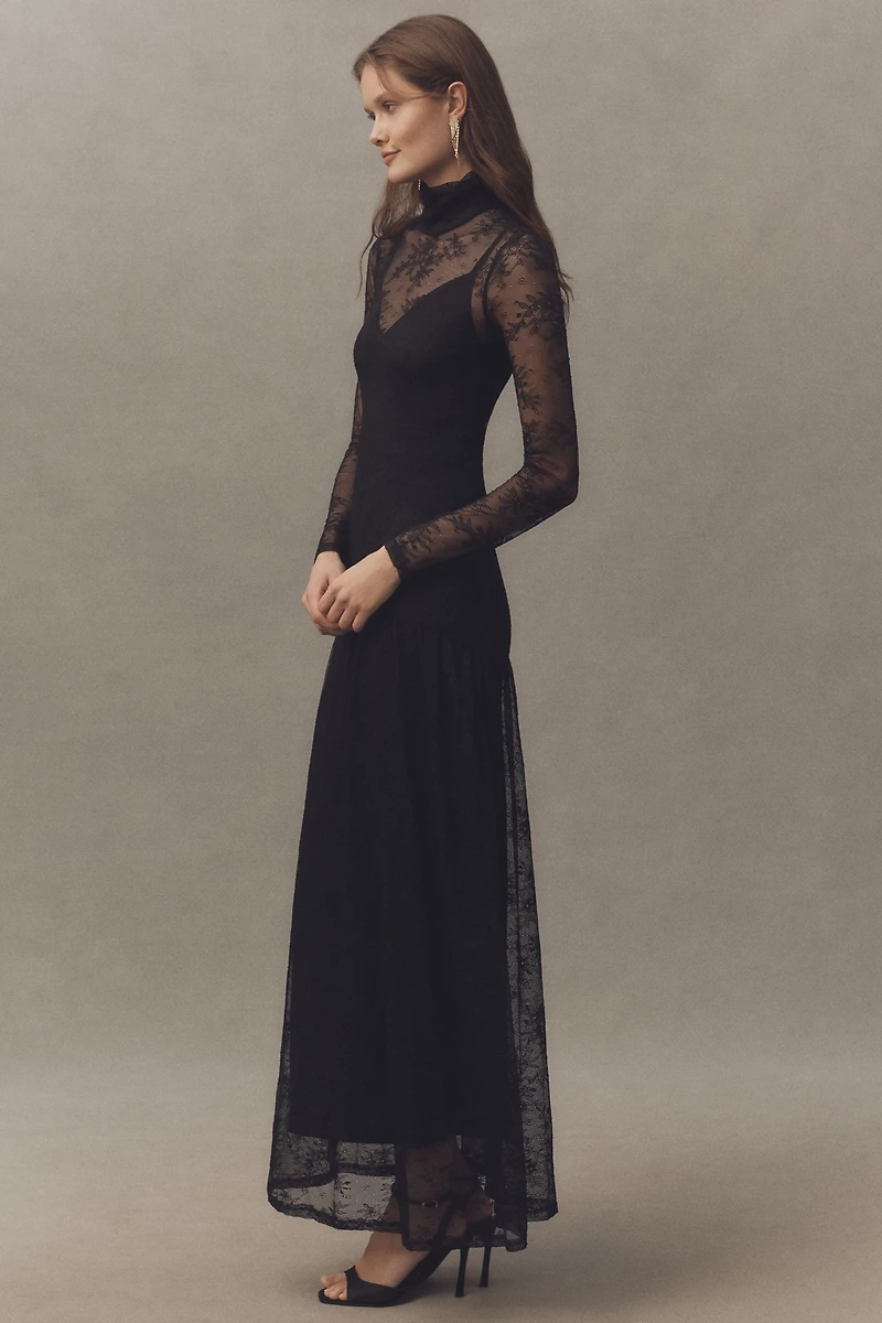 AFRM Amala Lace High-Neck Long-Sleeve Maxi Dress
