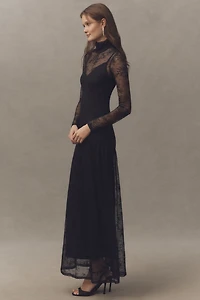 AFRM Amala Lace High-Neck Long-Sleeve Maxi Dress