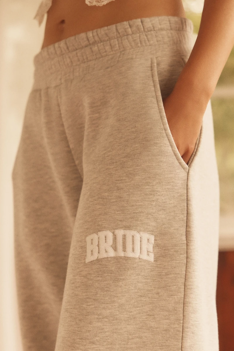 By Anthropologie Weddings Bride Embroidered Sweatpants