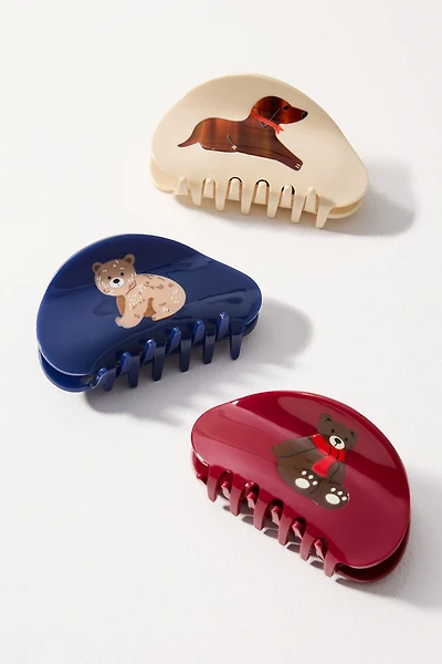 Assorted Icon Hair Claw Clips, Set of 3