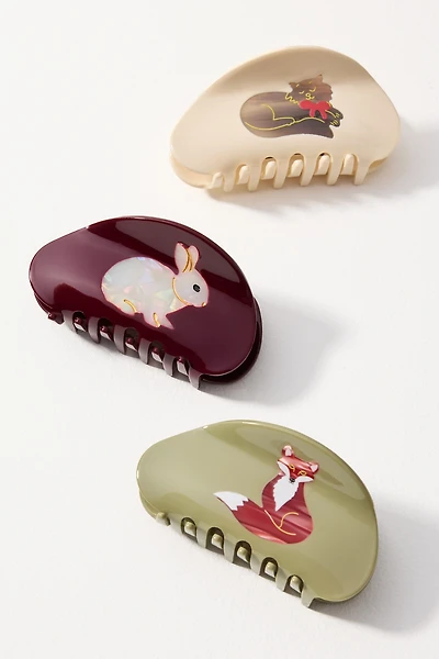 Assorted Icon Hair Claw Clips, Set of 3