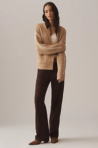 Flat White Stitched Cardigan Sweater