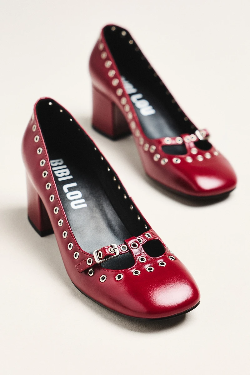 Bibi Lou Grommet Mary Jane Block Heels