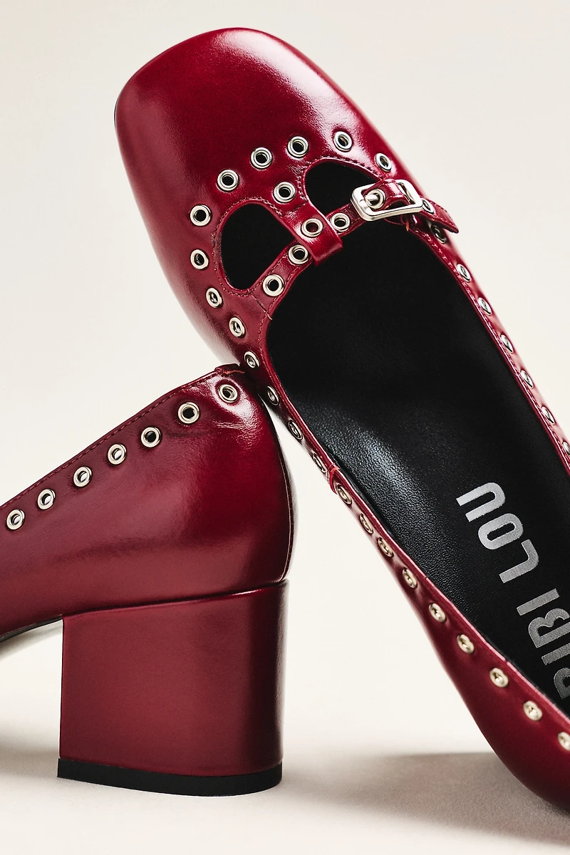 Bibi Lou Grommet Mary Jane Block Heels