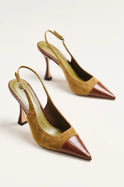 Lola Cruz Mixed Materials Slingback Heels