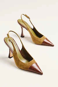 Lola Cruz Mixed Materials Slingback Heels