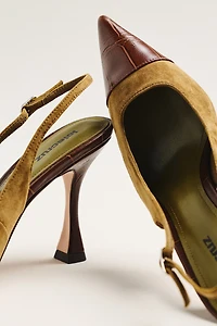 Lola Cruz Mixed Materials Slingback Heels