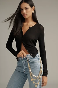Layered Coin & Pearl Charm Pant Chain