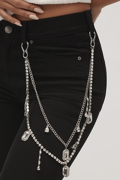 Layered Crystal Charm Pant Chain