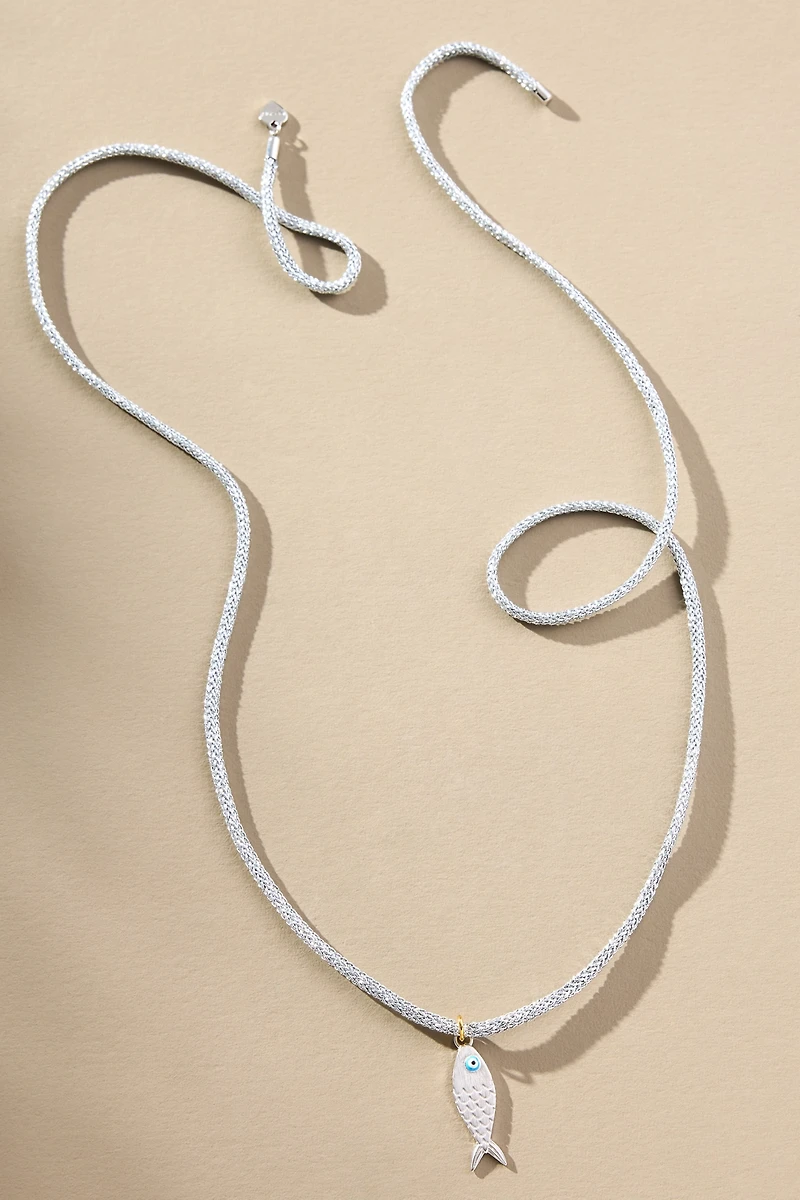 Hart Silver Fish Charm Lurex Necklace