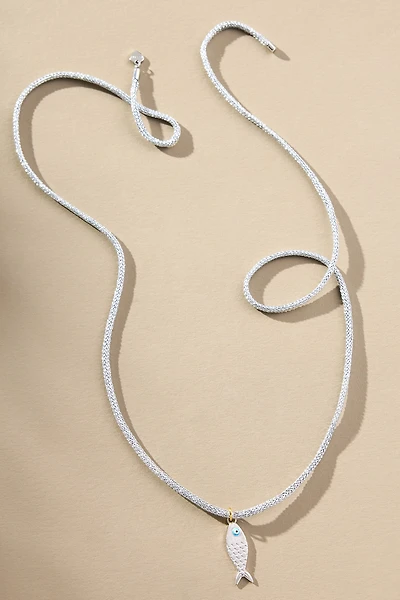 Hart Silver Fish Charm Lurex Necklace