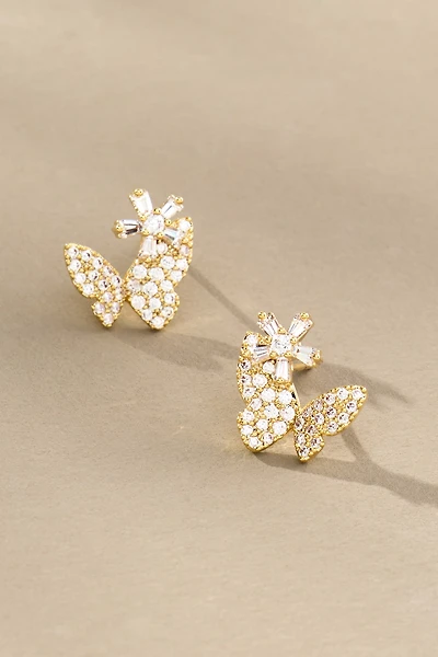 Pavé Butterfly Post Earrings